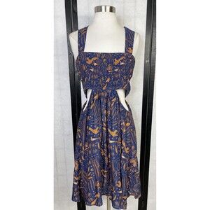 Anthropologie blue and orange cutout Piper bandeau  dress size small